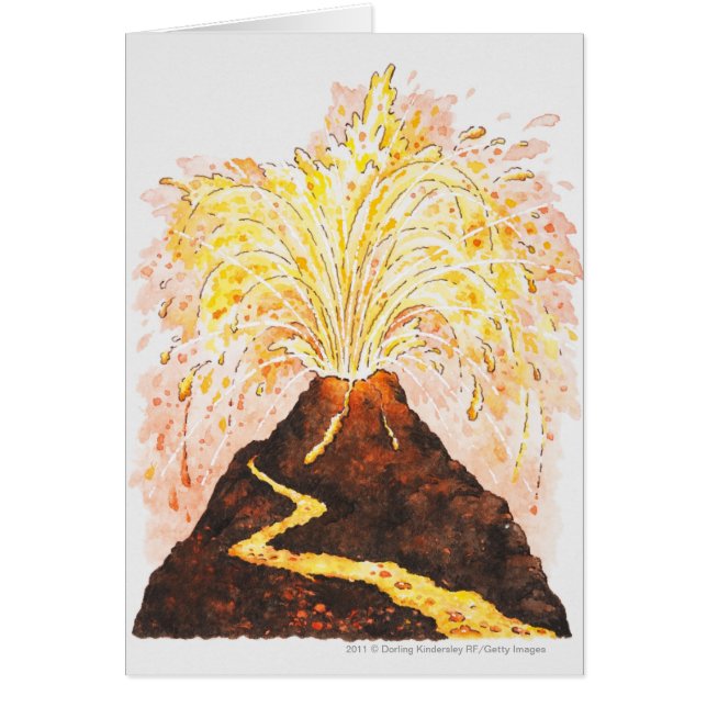 Ilustracion del volcán que entra en erupción (Frente)