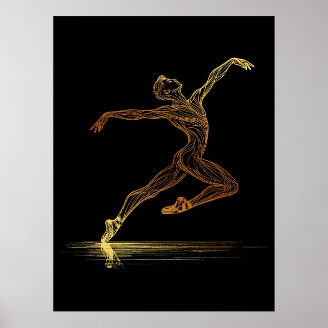 Ilustración elegante de bailarín de ballet de arte (Frente)