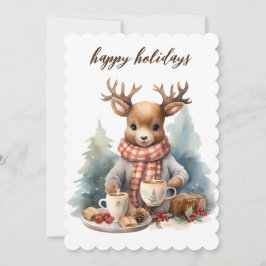 Ilustración en acuarela de tarjeta de Navidad vint