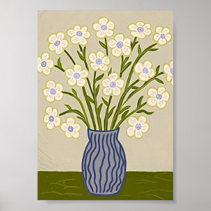 Ilustración floral blanca de arte popular capricho