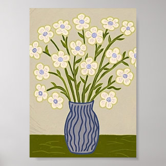 Ilustración floral blanca de arte popular capricho