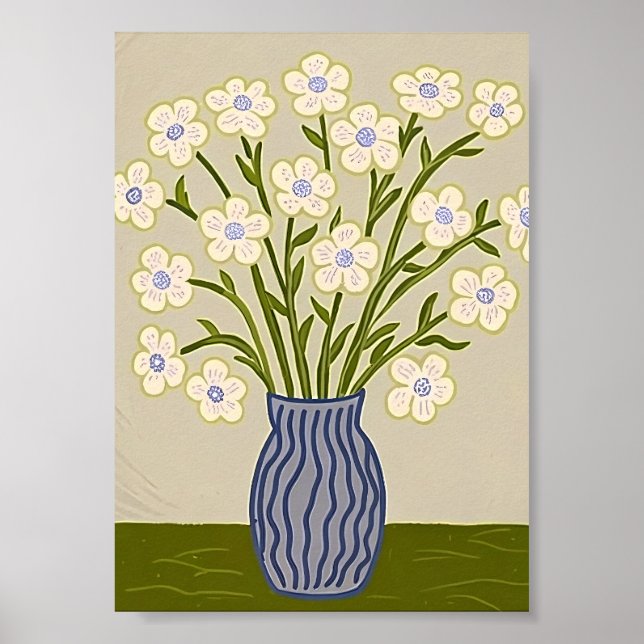Ilustración floral blanca de arte popular capricho (Frente)