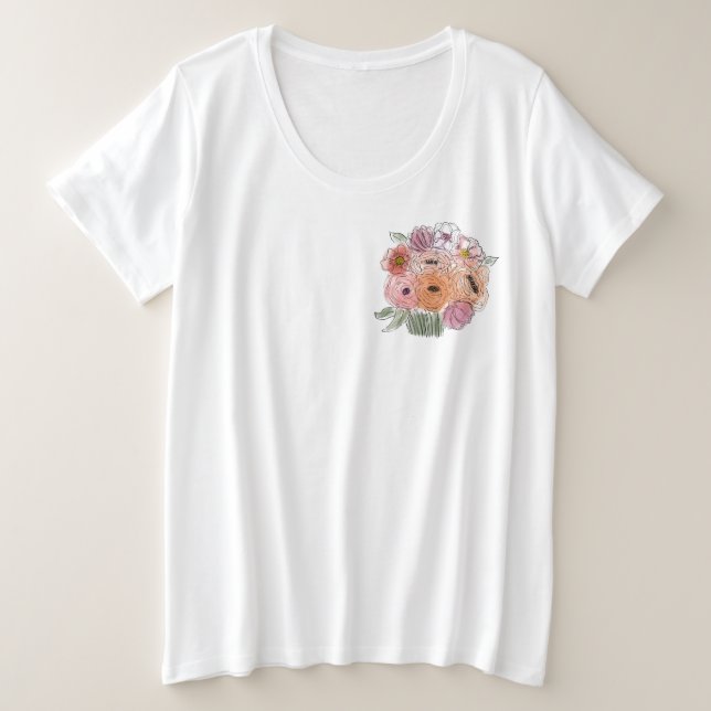 Ilustracion floral más camiseta tamaño T (Anverso del diseño)
