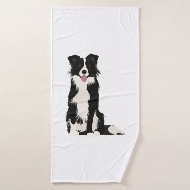 Ilustracion Fronterizo de Collie. (Toalla de baño)