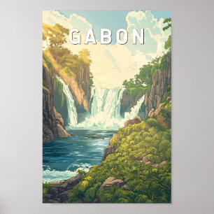 Ilustracion Gabón Viaje de arte Vintage