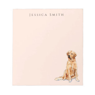 Ilustracion Golden Retriever en Bloc de notas rosa