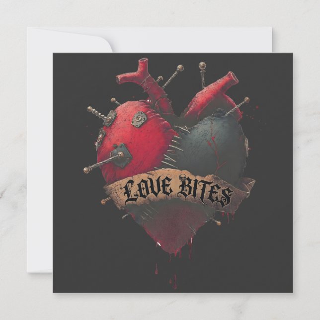Ilustración gótica de corazón anatómico "Los mordi (Anverso)