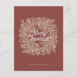 ilustración hojas abeto corona de Navidad rojo