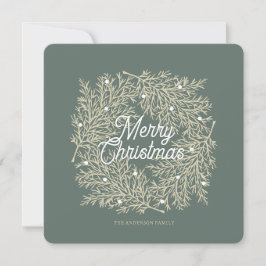 ilustración hojas abeto corona de Navidad verde