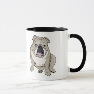 Ilustracion inglés del bulldog en la taza de caf
