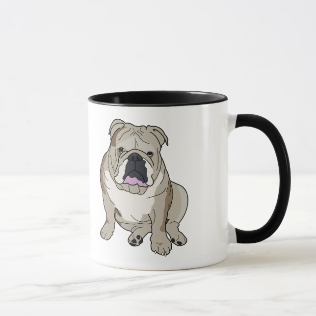 Ilustracion inglés del bulldog en la taza de café (Derecha)