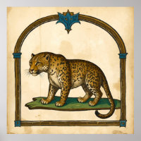 Ilustracion leopardo medieval arte antiguo