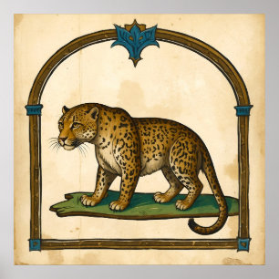 Ilustracion leopardo medieval arte antiguo