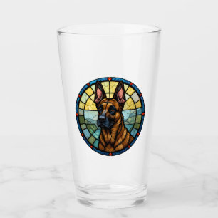 Ilustracion Malinois con Estilo Vidrio Manchado de