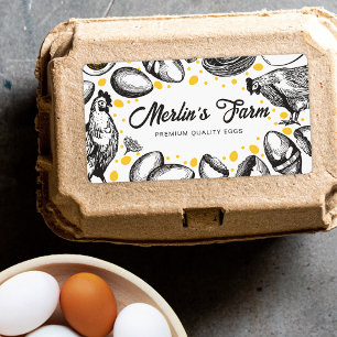 Ilustracion moderno de huevos frescos - Etiqueta d