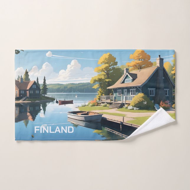 Ilustracion Natural de Finlandia (Toalla de mano)