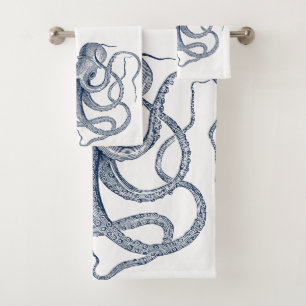 Ilustracion náutico de pulpo azul