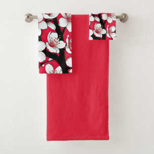 Ilustración Negrita de Flor de Cerezo en Rojo