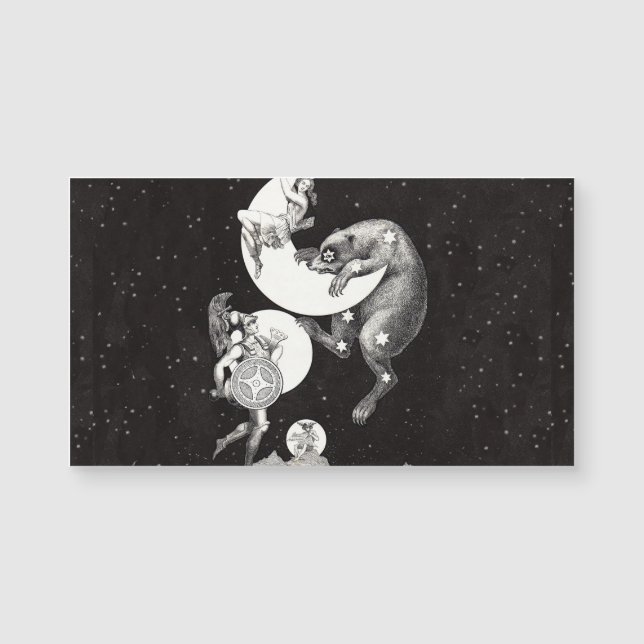 Ilustracion nocturno del cielo celeste de la luna (Anverso)