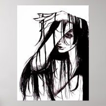 Ilustración oscura de mujer con tinta gótica Arte