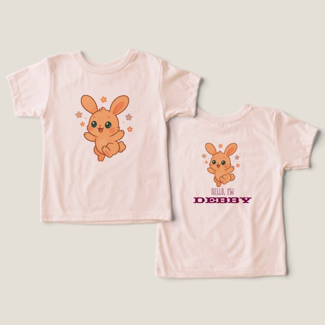 Ilustración personalizada de animal bebé conejo Su (Diseño Anverso y Reverso)