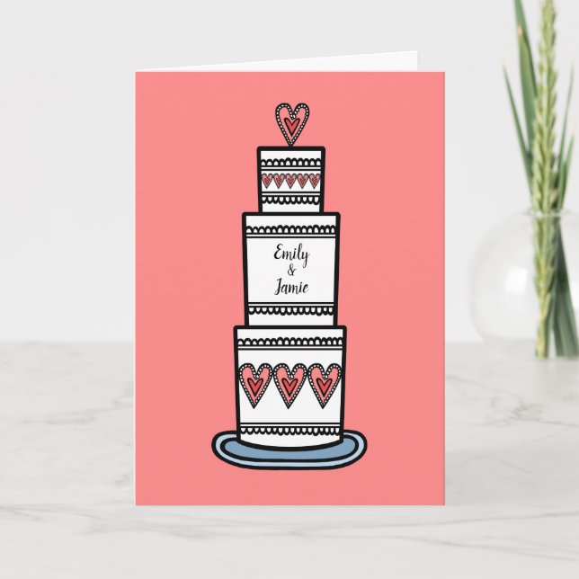 Ilustración personalizada de tarta de boda Tarjeta (Anverso)