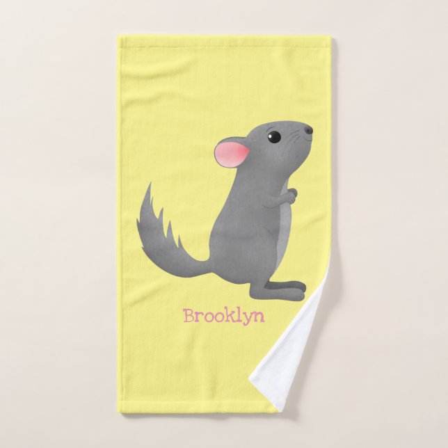 Ilustracion personalizado chinchilla gris suave (Toalla de mano)