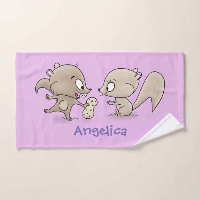 Ilustracion personalizado de ardillas graciosas (Toalla de mano)