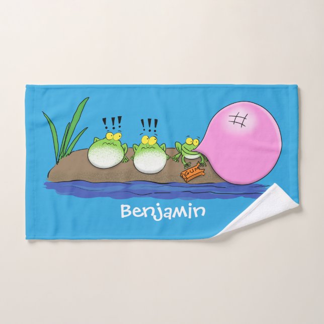 Ilustracion personalizado de bblegum de ranas grac (Toalla de mano)