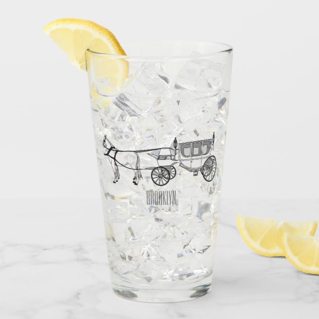 ilustracion personalizado de caballos y carruajes  (Anverso (hielo))