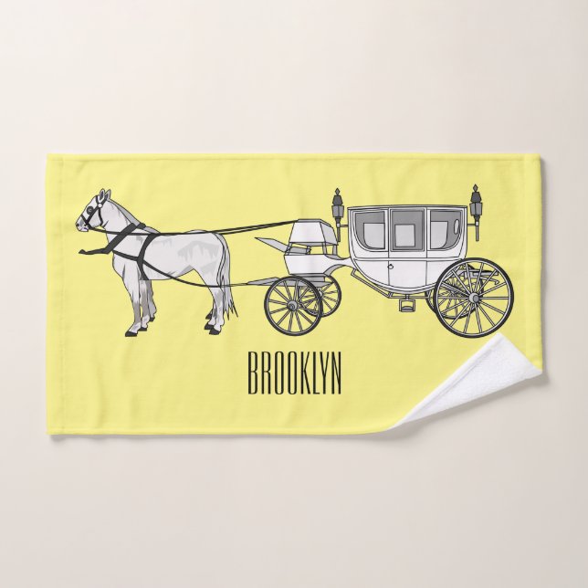 ilustracion personalizado de caballos y carruajes  (Toalla de mano)