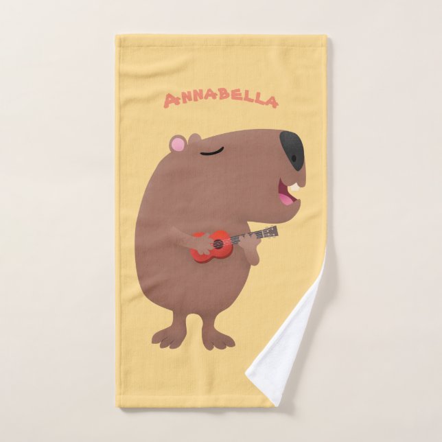 Ilustracion personalizado de capybara ukulele cant (Toalla de mano)