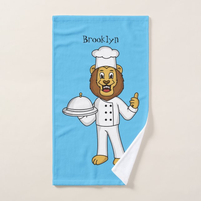 Ilustracion personalizado de chef de un bonito leó (Toalla de mano)