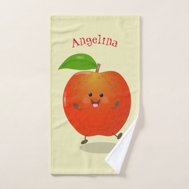 Ilustracion personalizado de manzana bailando a la (Toalla de mano)