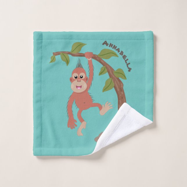 Ilustracion personalizado de orangután bebé feliz (Toallita)