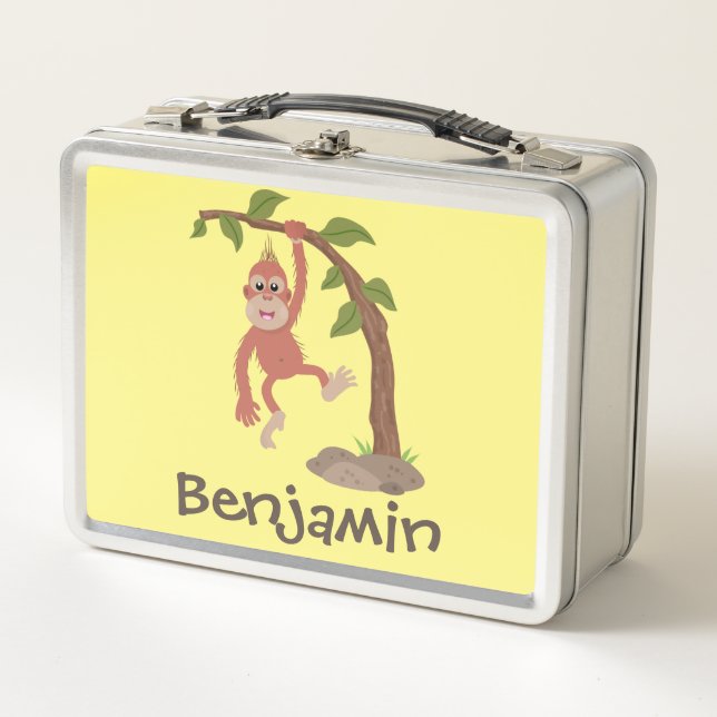 Ilustracion personalizado de orangután bebé feliz (Anverso)