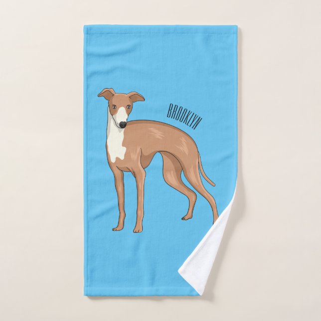 Ilustracion personalizado de perro de Greyhound (Toalla de mano)