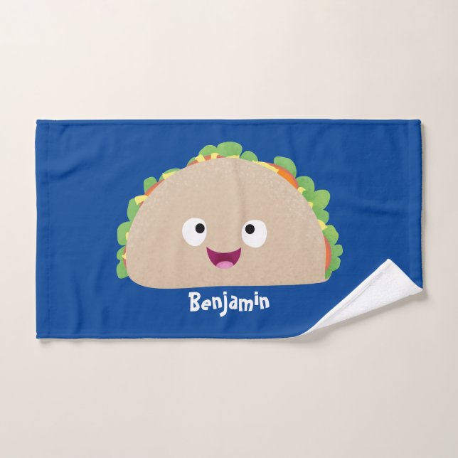 Ilustracion personalizado de taco alegre sonriente (Toalla de mano)