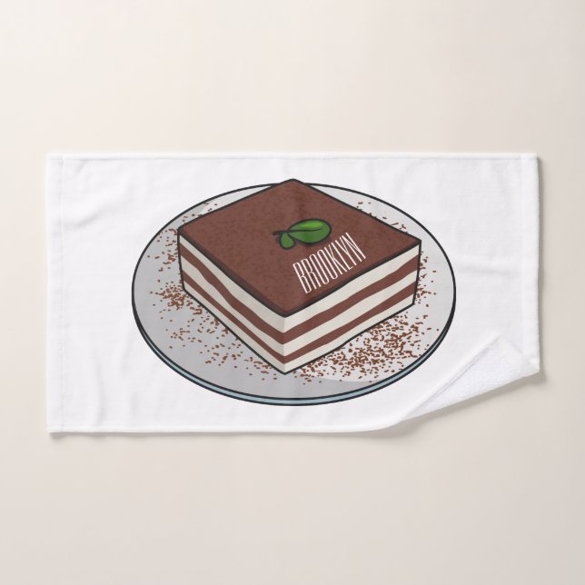 Ilustracion personalizado de tarta de Tiramisu (Toalla de mano)