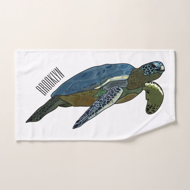 Ilustracion personalizado de tortugas marinas (Toalla de mano)