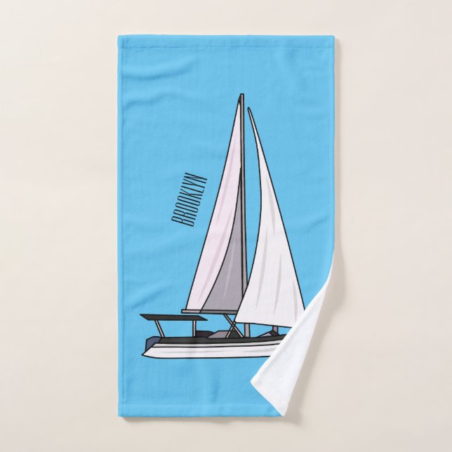 Ilustracion personalizado de velero (Toalla de mano)