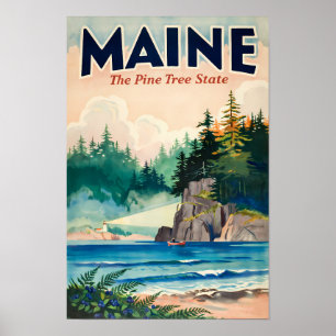 Ilustración pictórica del faro de Maine Arte de vi