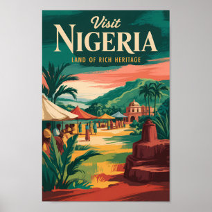 Ilustración Pintura de Nigeria Arte de Viaje Vinta