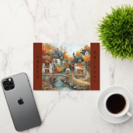 Ilustracion Puente de la Aldea Otoño