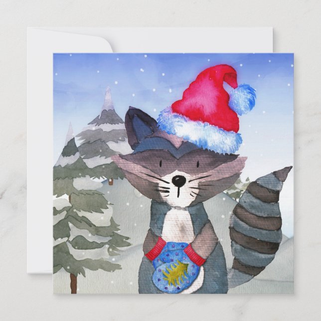 Ilustracion Racoon de Winter Forest Woodland Frien (Anverso)