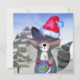 Ilustracion Racoon de Winter Forest Woodland Frien