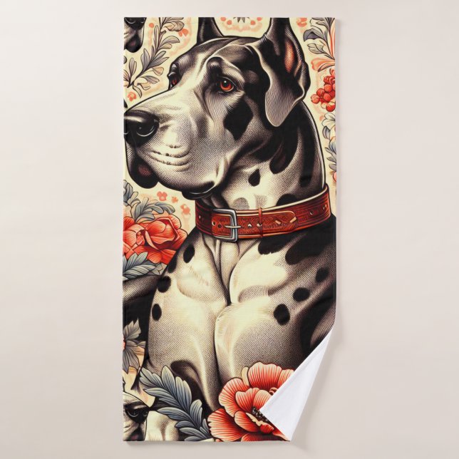 Ilustracion Retro Great Dane (Toalla de baño)