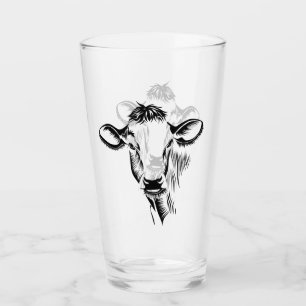 Ilustracion rústico de la vaca lechera del negro