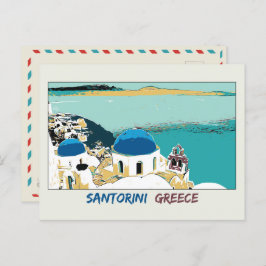 Ilustracion Santorini, postal de Grecia
