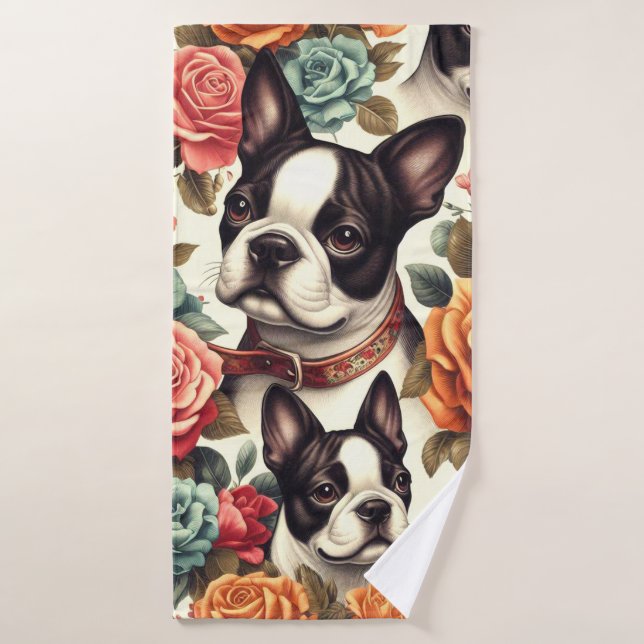Ilustracion Terrier de Boston (Toalla de baño)